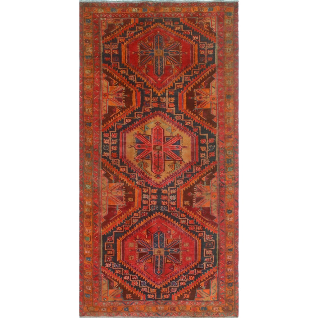 Fine Vintage Distressed Nuray Charcoal/Red Runner - 4'7" x 9'7"