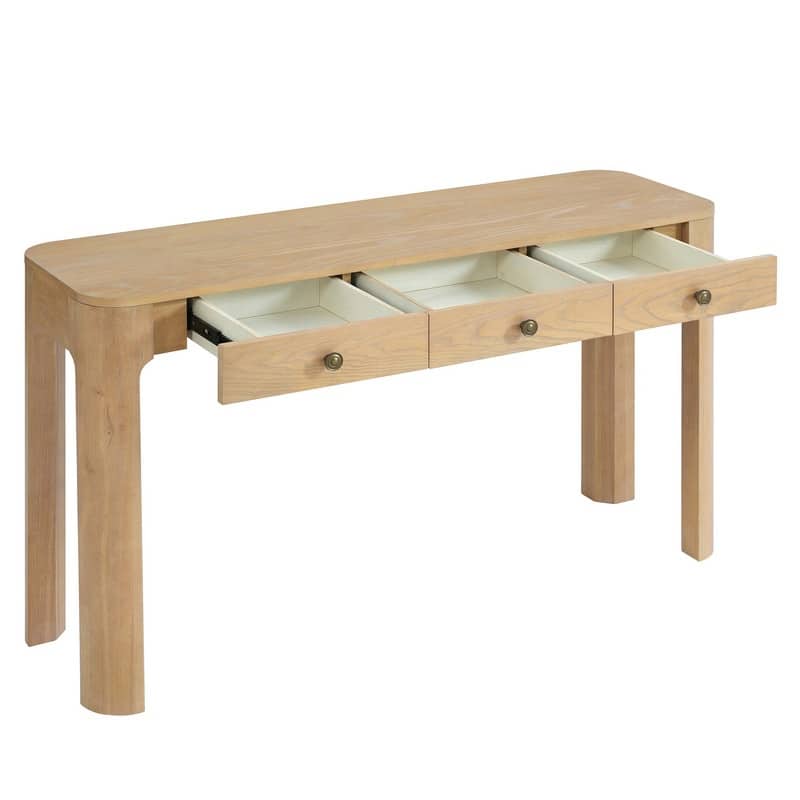 Rustic 52" Console Table with Drawers and Curved Legs for Entryway or Living Room Decor