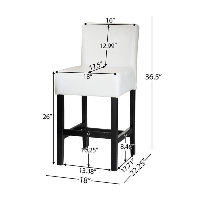 Leather Counter Stools Set of 2 Rubber Wood Legs Modern Kitchen Island