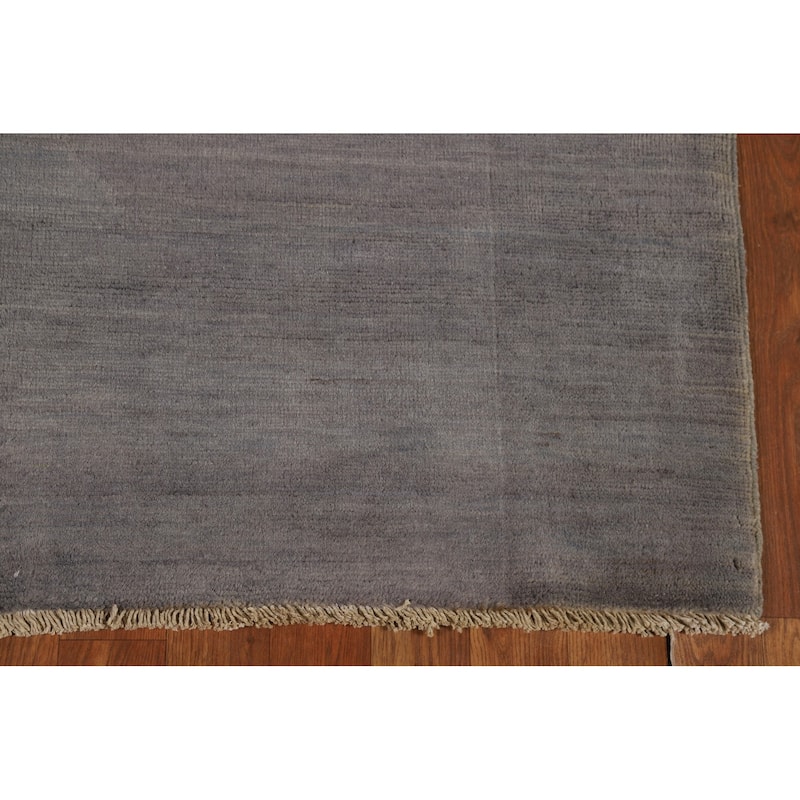Gray Gabbeh Modern Rug Hand-Knotted Wool Carpet - 4'3"x 5'9"