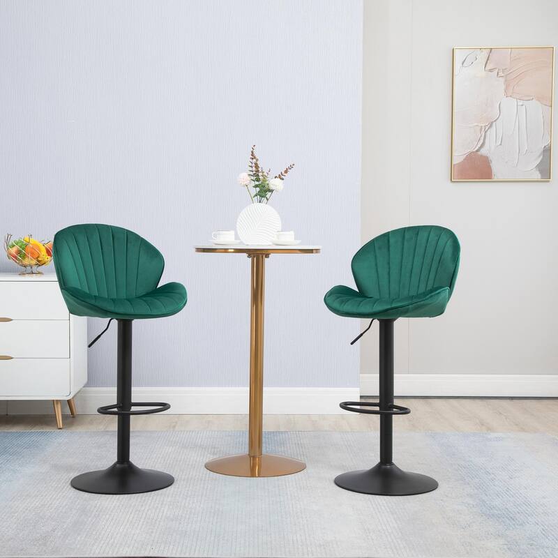 2 Adjustable Barstools with Back and Footrest, Counter Height Bar Chairs - N/A