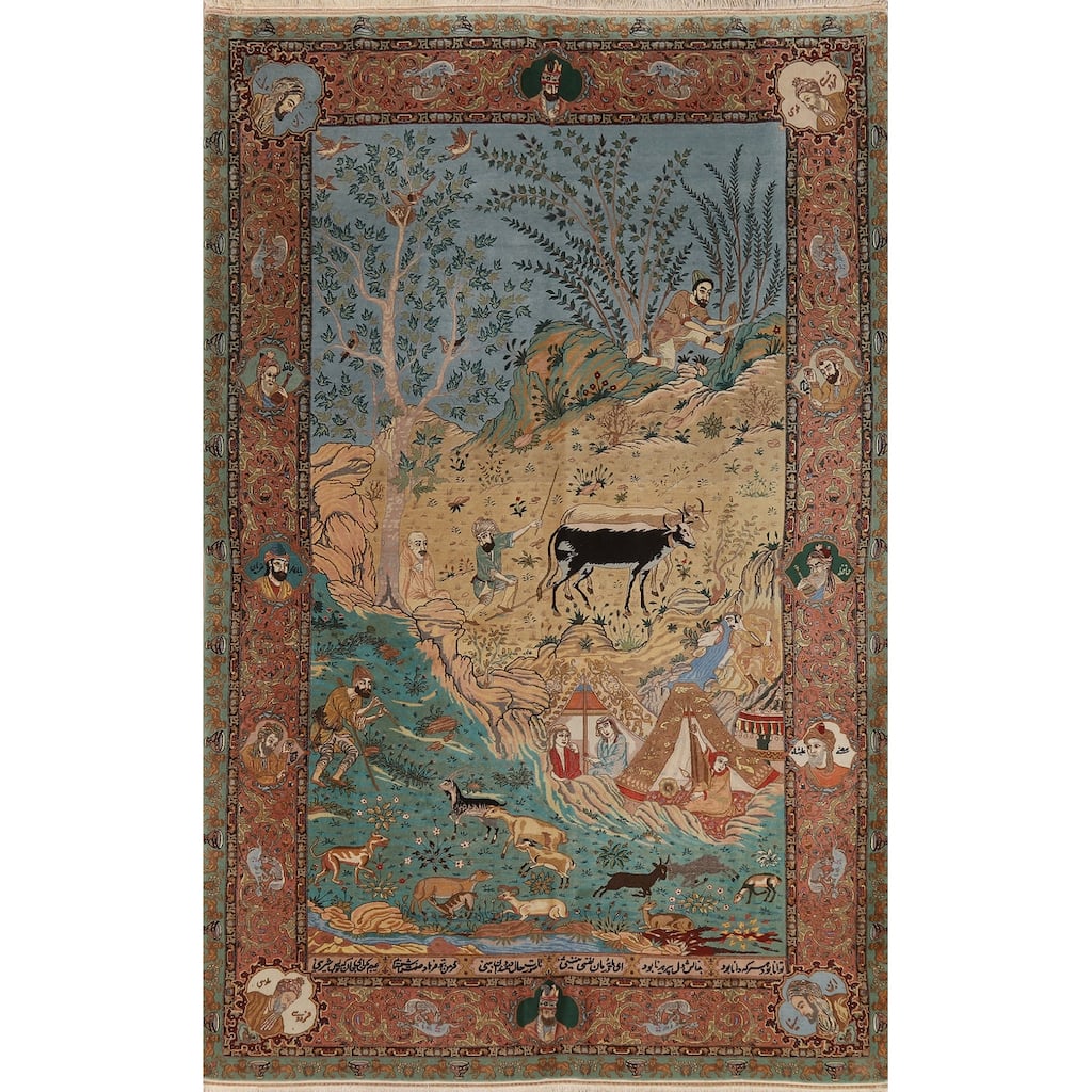 Vegetable Dye Tabriz Persian Vintage Rug Hand-Knotted Wool Carpet - 5'9" x 9'2"