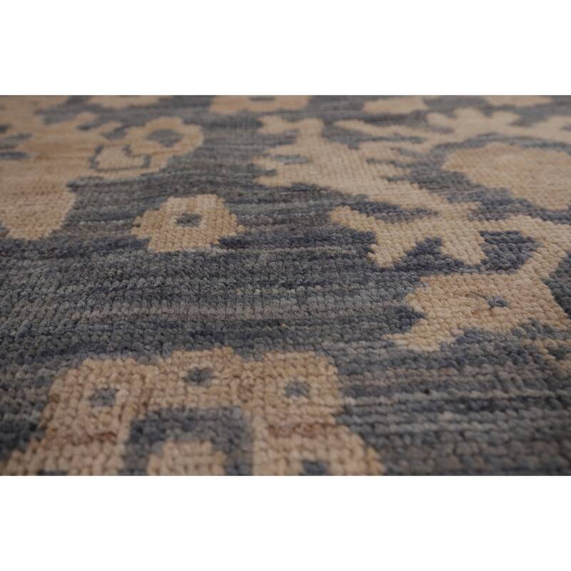 Blue Oushak Vegetable Dye Area Rug Handmade Wool Carpet - 8'0" x 9'10"