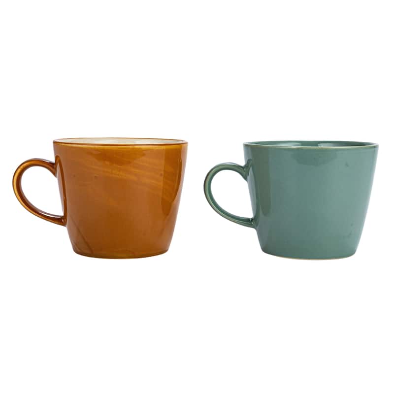 Stoneware Mug with Botanical Design - 5.0"L x 3.8"W x 3.3"H