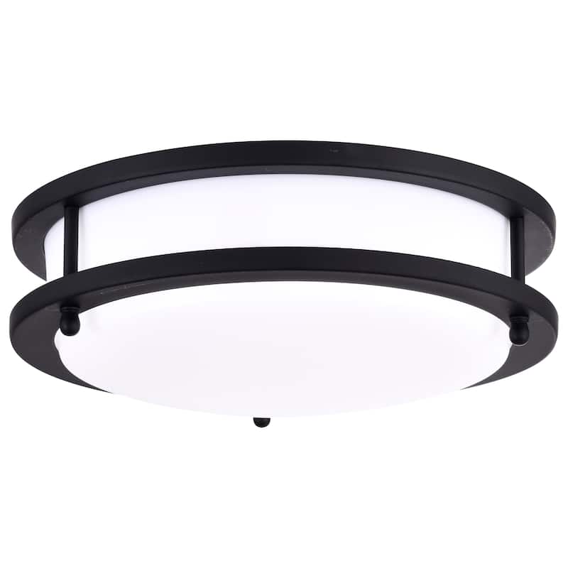 Glamour LED 10 inch Flush Mount Fixture Black Finish CCT Selectable 3K/4K/5K - Matte Black