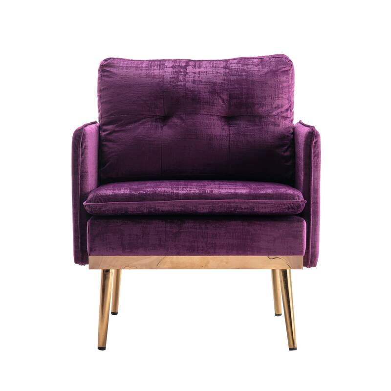 Velvet Upholstered Tufted Accent Chair With Rose Golden feet