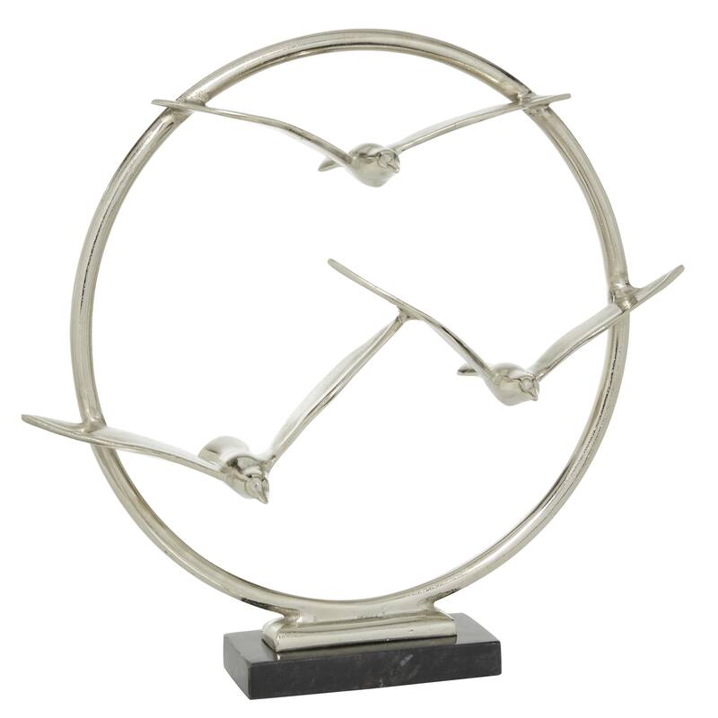 Aluminum Metal Bird Decorative Sculpture - Silver or Gold - Roche River Decor - Silver