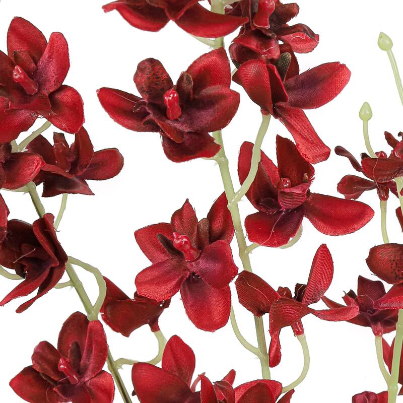 Set of 4 Petite Red Artificial Dendrobium Orchid Flower Stem Spray 34in - 34" L x 4" W x 4" DP