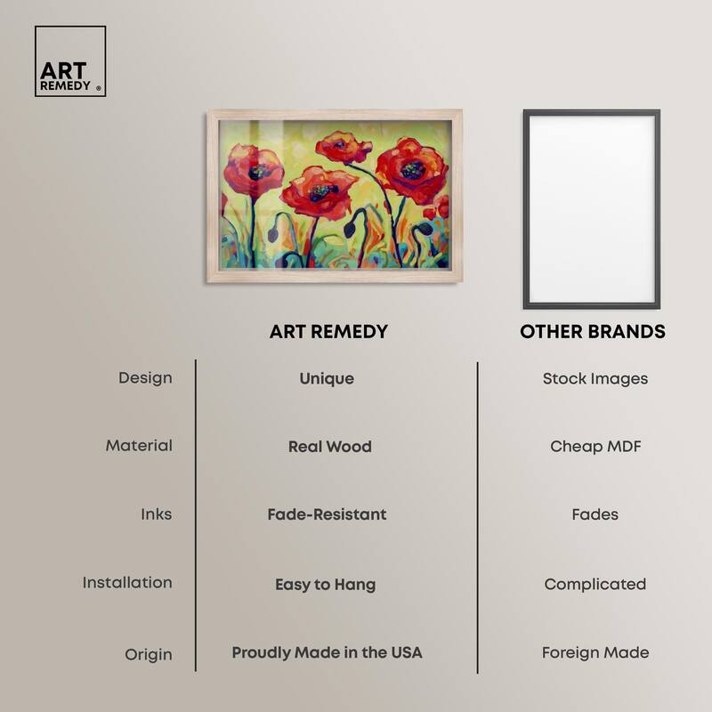 Red Poppy Field II Shadowbox by Art Remedy