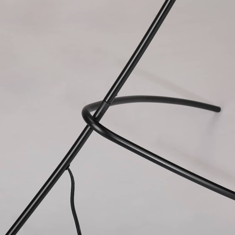 70" Bohemian Arc Floor Lamp – Woven Rattan Basket Shade on Black Metal Stem