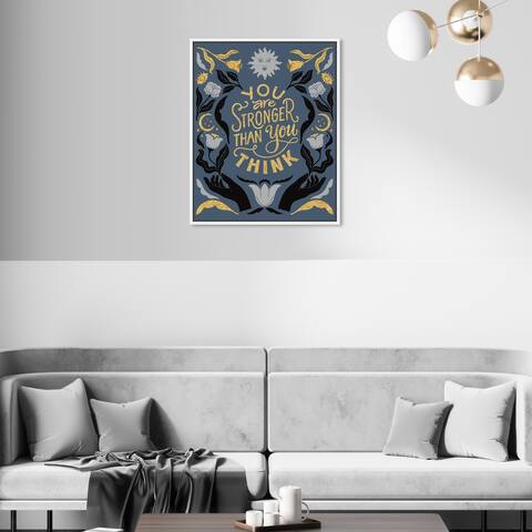 Oliver Gal 'You are Stronger Than You Think' Typography and Quotes Blue Wall Art Canvas Print