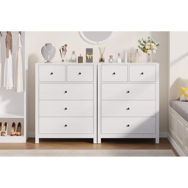 5 Drawer Dresser for Bedroom, Modern Wooden Storage Chest Organizer with Drawers