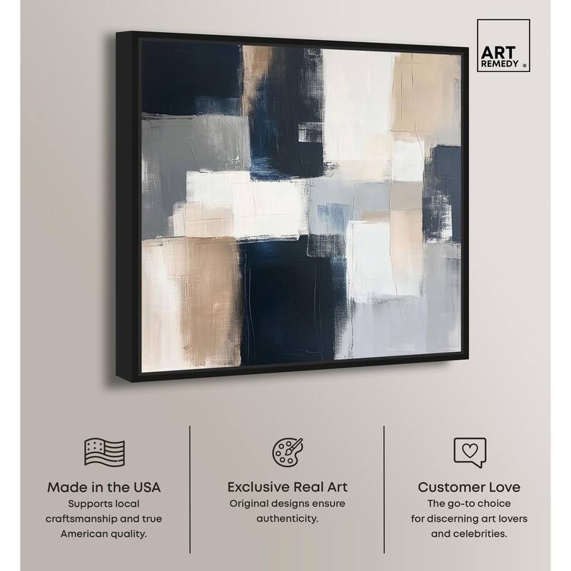 Blue and Tan Abstraction I Canvas by Art Remedy