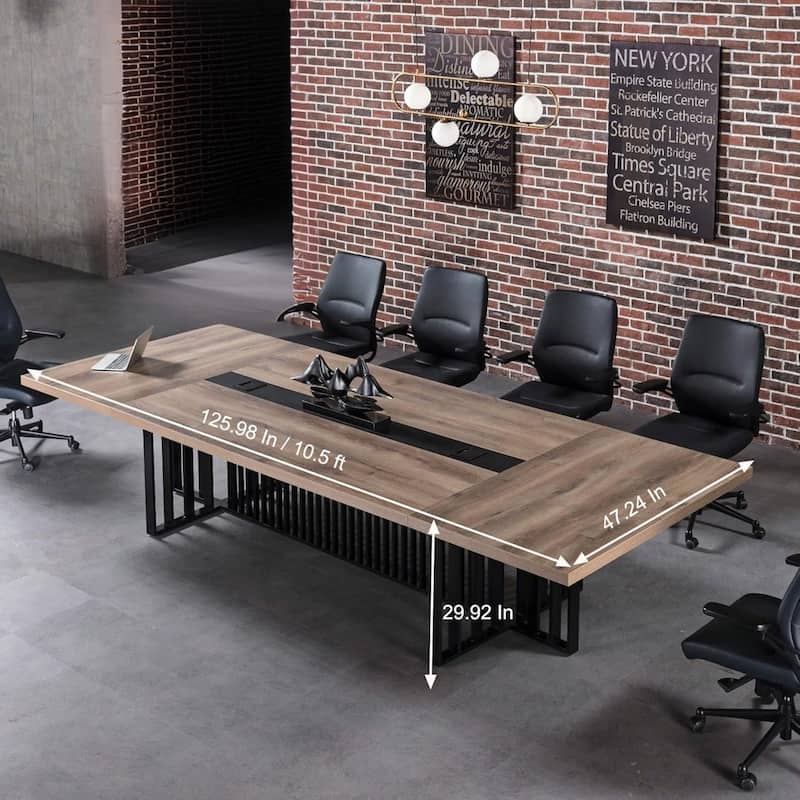 WESOME Large Conference Table with Metal Grid Base Cable Management Executive Meeting Table for Office (10-20 People)
