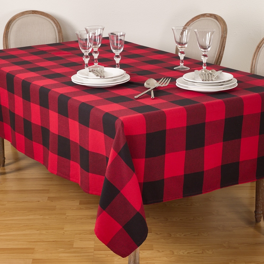 Cotton Tablecloth With Buffalo Plaid Design