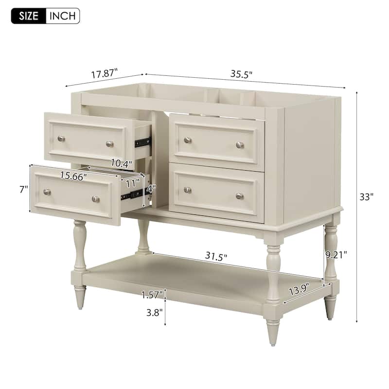 Bathroom Vanity Cabinet Free Standing Vanity Set with 4 Drawers