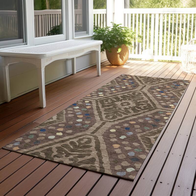 Machine Washable Indoor/ Outdoor Global Nipsey Chantille Rug - Brown - 2'3" x 7'6"