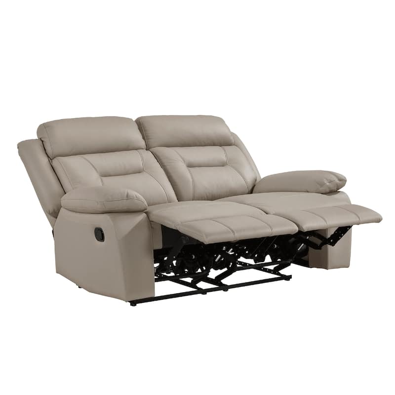Conia Manual Double Reclining Loveseat, Latte Beige Leather, 63 Inch