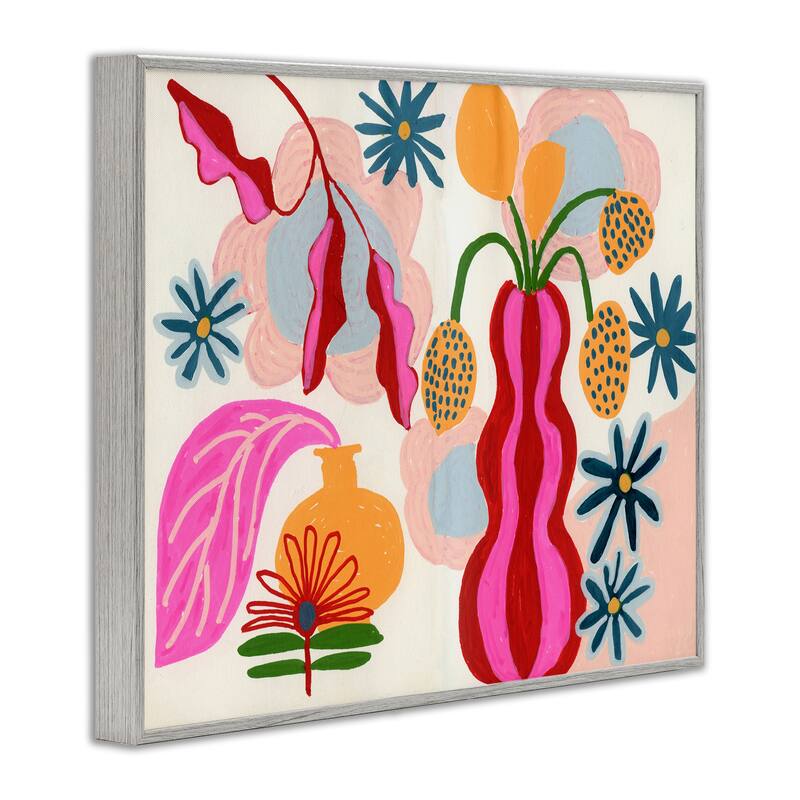 Stupell Eclectic Mod Flower Vases Framed Giclee Art Design By Suzanne Allard