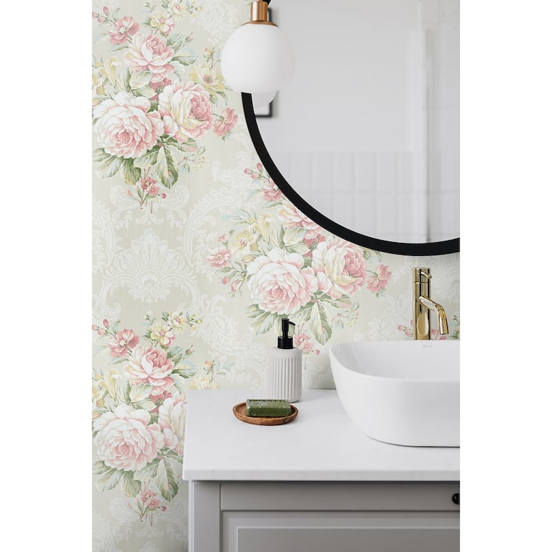 Seabrook Designs Antique Floral Bouquet Unpasted Wallpaper