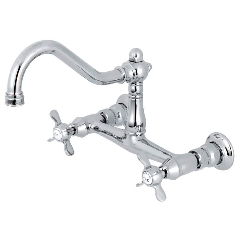 Kingston Brass Essex 1.2 GPM Wall Mounted Bridge Widespread Bathroom - Polished Chrome