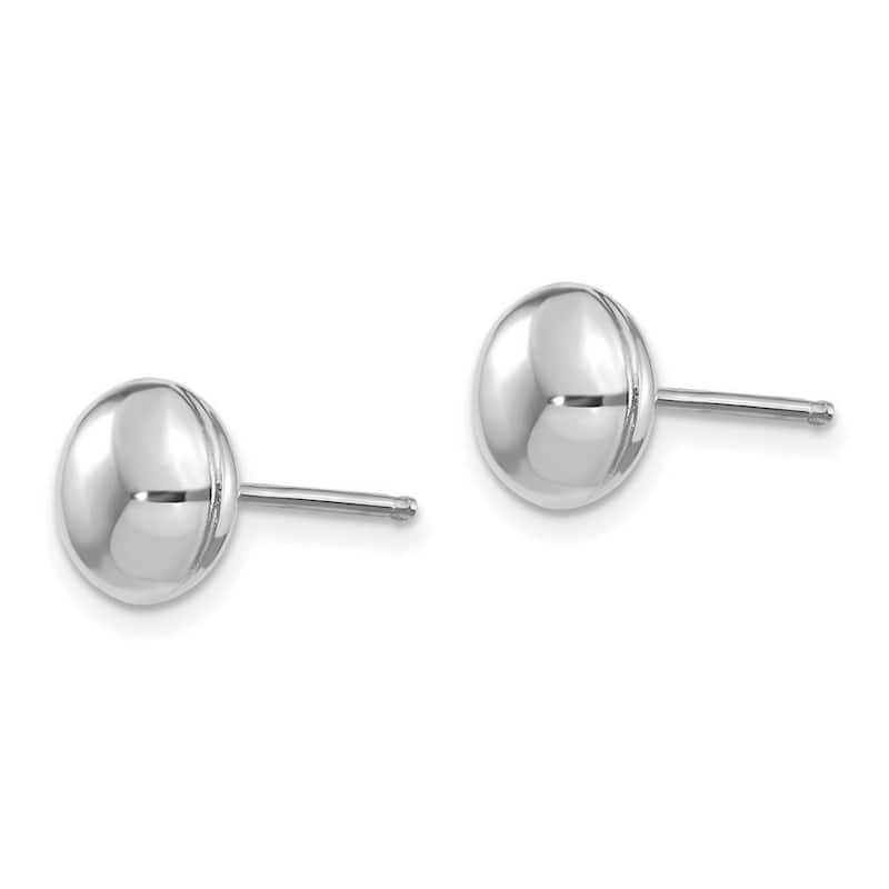 Curata 14k White Gold Polished 8mm Button Post Earrings