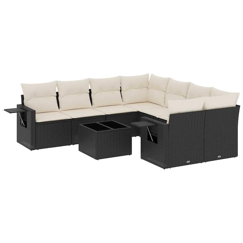 vidaXL Garden Sofa Set Black, Cream white - 21.7 x 21.7 x 14.6