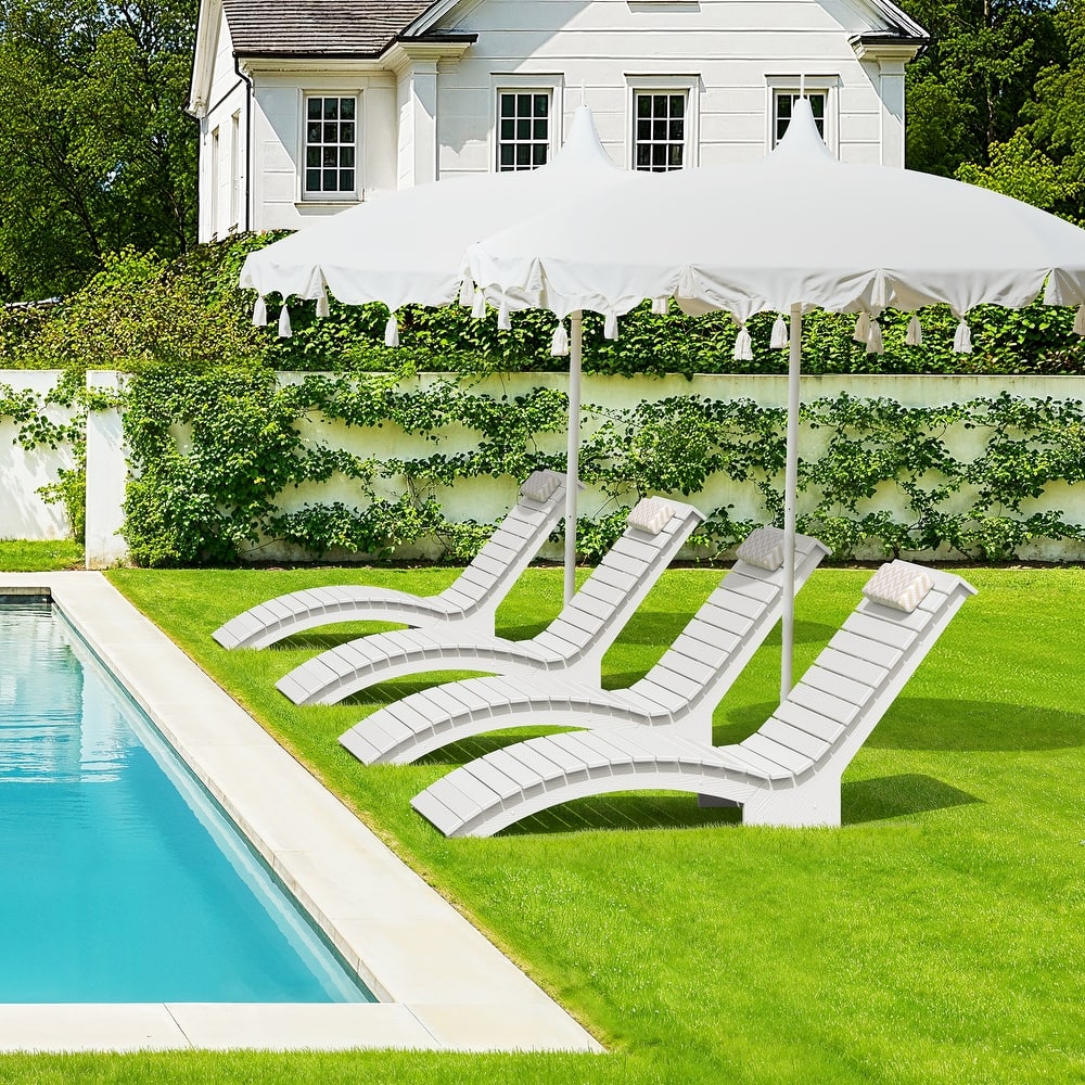 HDPS Pool Lounge Chairs Set of 4, Use in Pools Lounge Chairs, Chaise Chairs with Headrest, Lounge Chair Outdoor