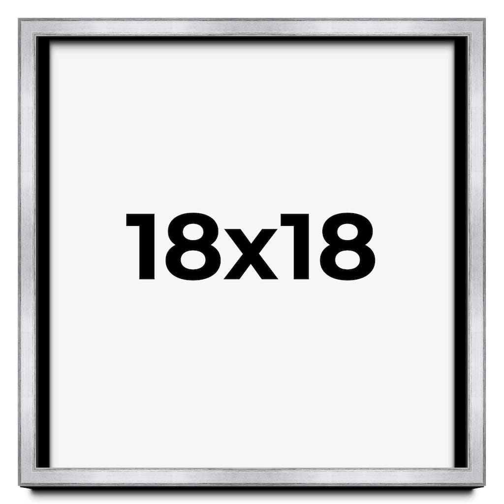 18x18 Shadow Box Frame Silver Real Wood Contemporary Shadowbox Display Frame UV Acrylic Front Acid Free Backing and Hardware