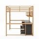 preview thumbnail 9 of 26, Full Size Metal Loft Bed with Desk, Cabinets, Drawers and socket, Gold