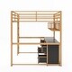 preview thumbnail 7 of 9, Full Size Metal Loft Bed with Desk, Drawers and Bedside Tray, Charging Station, USB and socket black