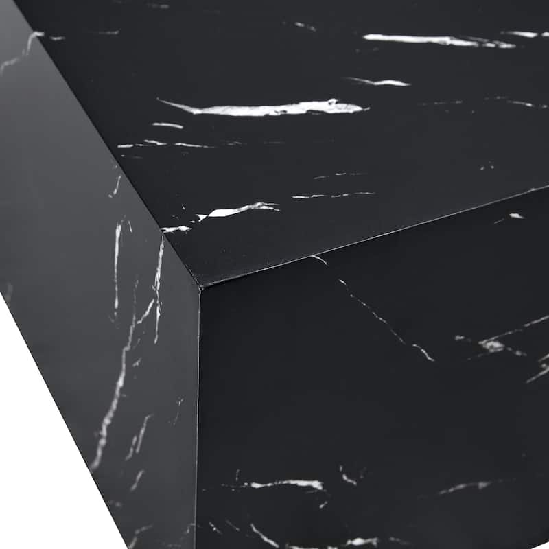 Roomfitters Black Marble MDF Coffee Table, 39.3"x23.6"x11.8" Modern Rectangular Accent Table for Living Room