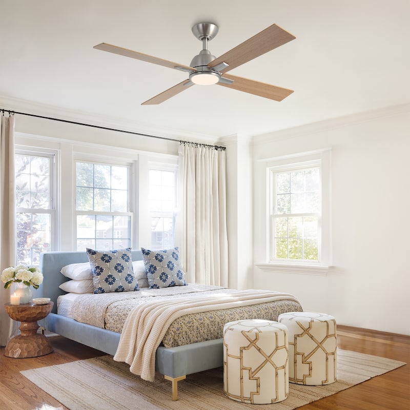48-inch Gold Plywood Modern Dimmable Ceiling Fan with Light and Remote