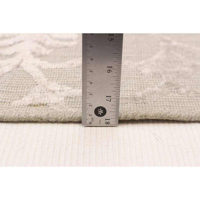 ECARPETGALLERY Hand Loomed Elysian Light Khaki Viscose, Wool Rug - 5'7 x 8'3