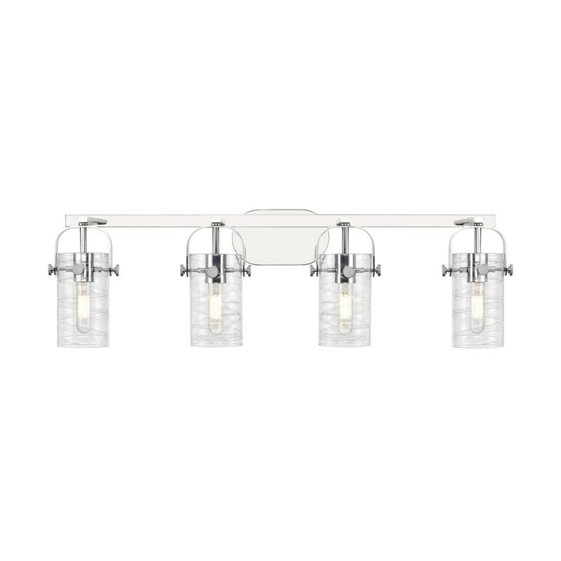 Innovations Lighting 423-4W-10-35 Pilaster II Cylinder Vanity Pilaster - Polished Chrome / Deco Swirl
