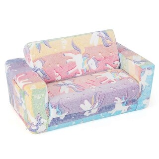 2-in-1 Toddler Couch Foam Kids Convertible Sofa Toddler Couch Lounger