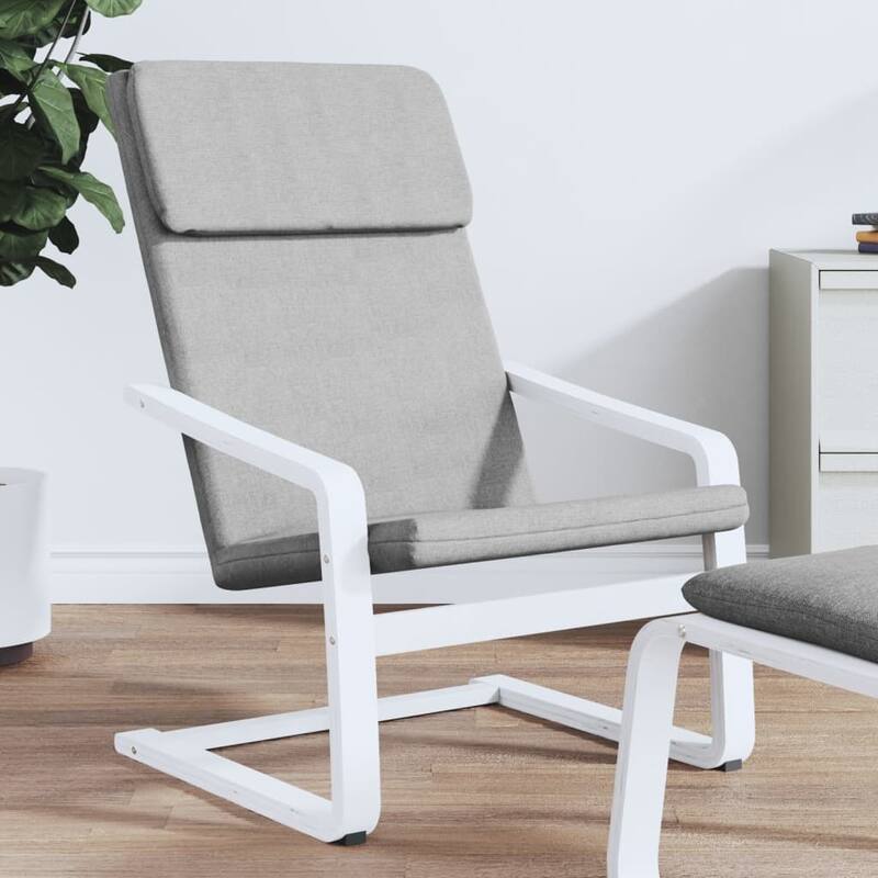 vidaXL Relaxing Chair Cream Fabric - 23.2" x 32.3" x 38.6" - Light gray/white