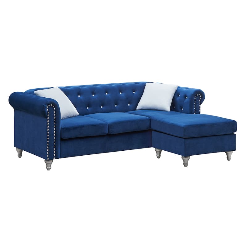Raisa Microsuede Velvet Tufted Sofa with Chaise