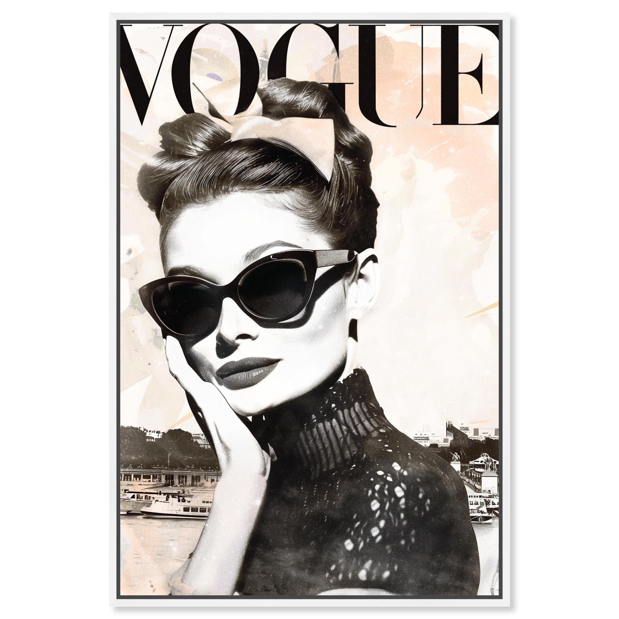 Classic Icon Cover Tan Fashion Art Framed Canvas Print by Art Remedy