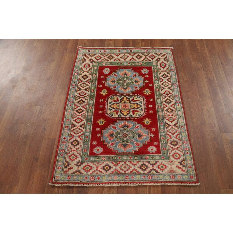 Traditional Red Kazak Foyer Rug Handmade Wool Carpet - 2'10" x 3'9"