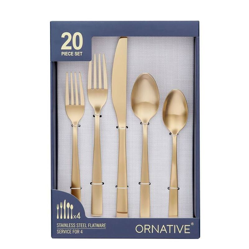 Ornative Lola 18/0 Stainless Steel 20 Pieces Flatware Set - 10.63" H x 6.69" W x 2.76" D