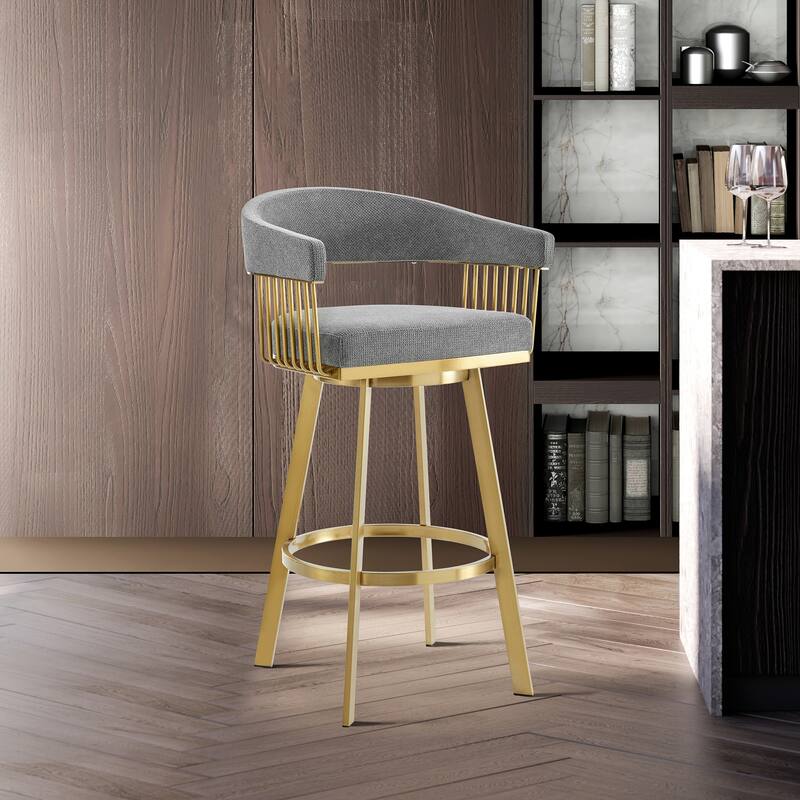 Chelsea Modern Swivel Bar Stool, Upholstered Counter Height Chair with Metal Frame