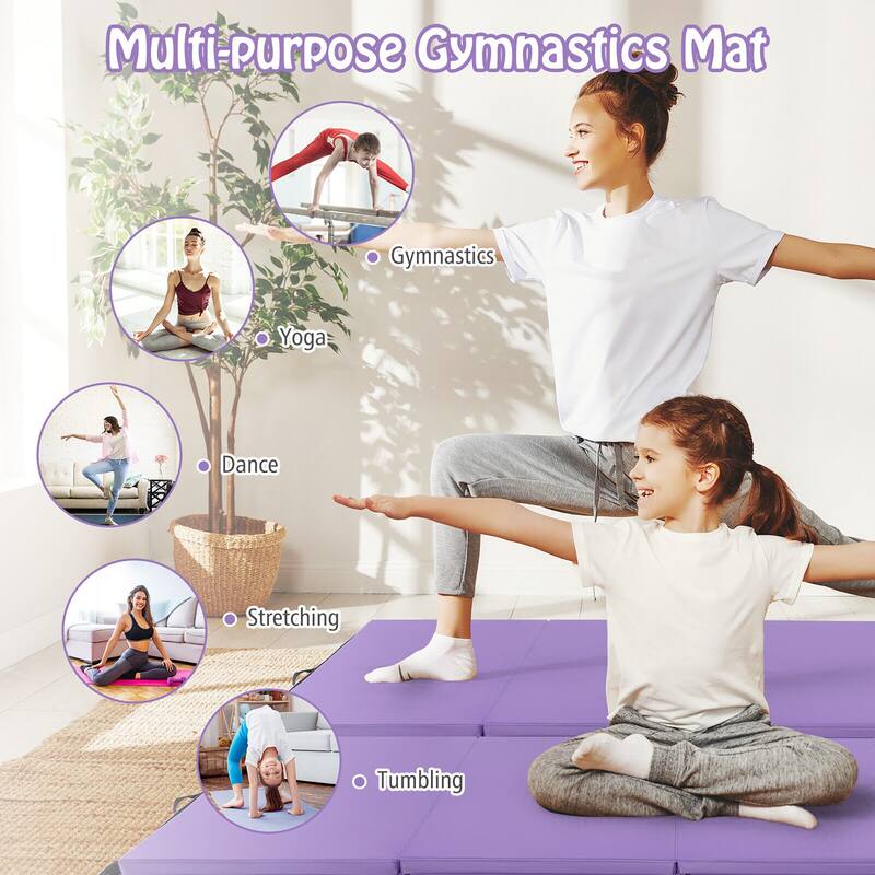 Gymax 8' x 4' x 2'' Folding Gymnastics Mat Tumbling Exercise PU