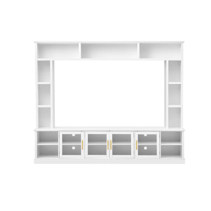 Entertainment Center Wall Unit for TVs up to 80", All-in-One Modern TV Stand with Bookshelves