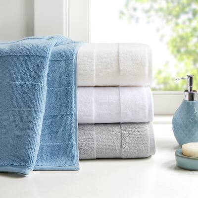 Madison Park Signature Parker Textured Solid Stripe 600GSM Cotton Antimicrobial Bath Towel 6PC Set