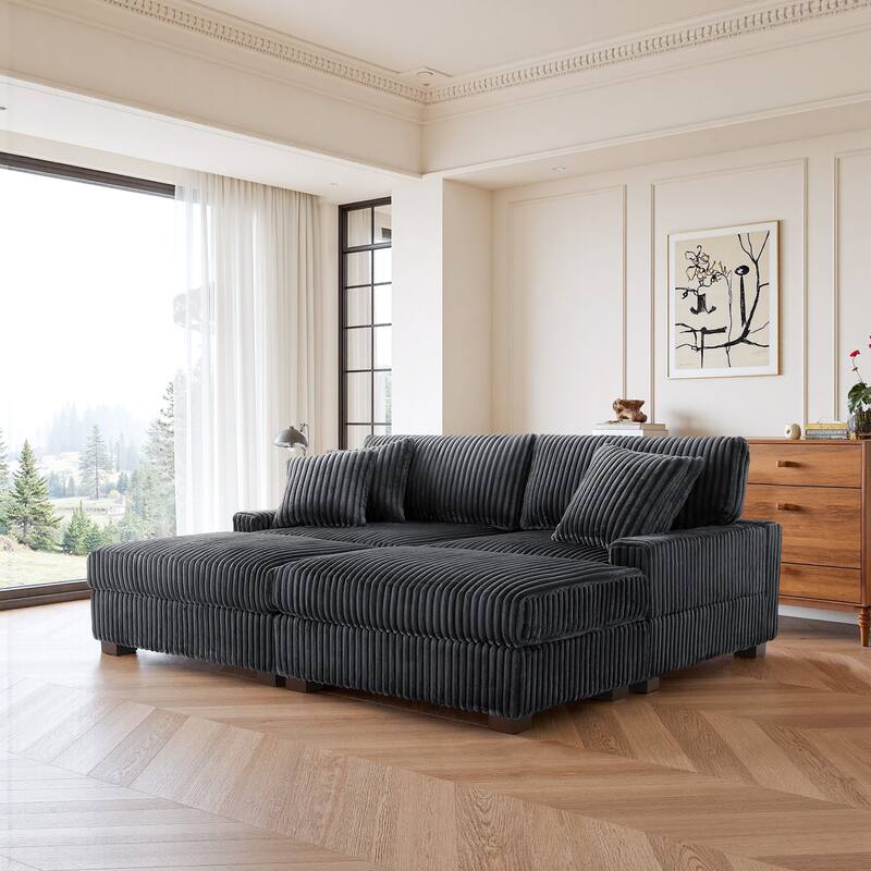 83.4" W Upholstered Sectional Modular Sofa with 2 Ottoman
