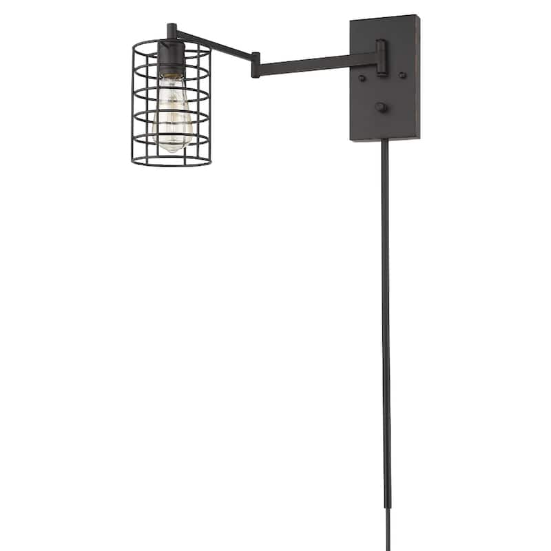 32"H Modern Plug-in Wall Sconce with LED Option and Dimmable Hanging Light Fixture Steel Frame - 32" H x 5" W x 20.75" D - Bronze
