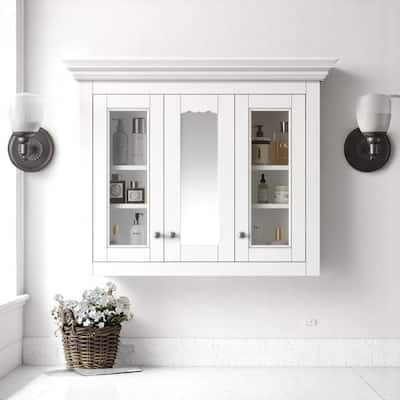 Wall Mounted 35" Bathroom Storage Cabinet with Mirror, 3 Doors, 5 Adjustable Shelves for Bathroom Essentials