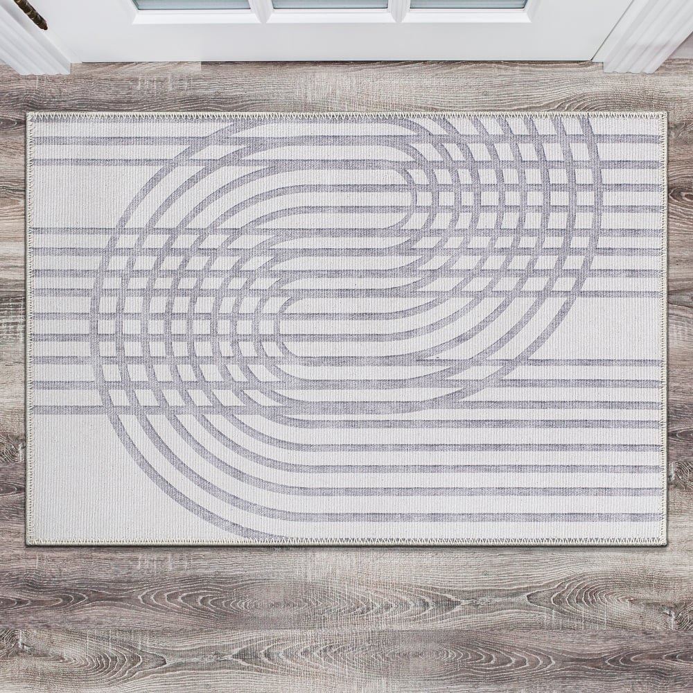 Contemporary Lines Machine Washable Area Rug