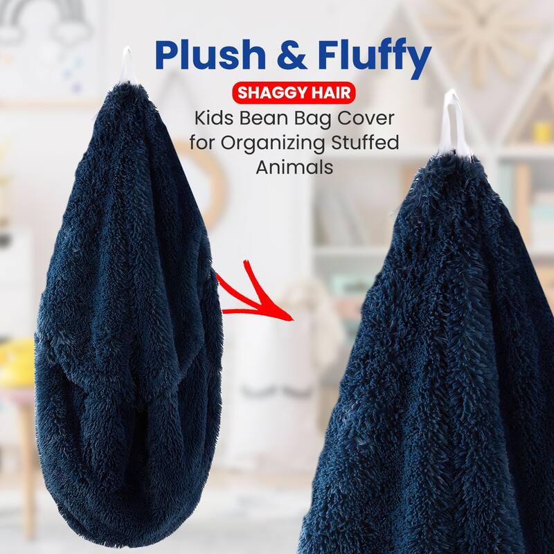 Cheer Collection Shaggy Bean Bag and Stuffed Animal Storage Case